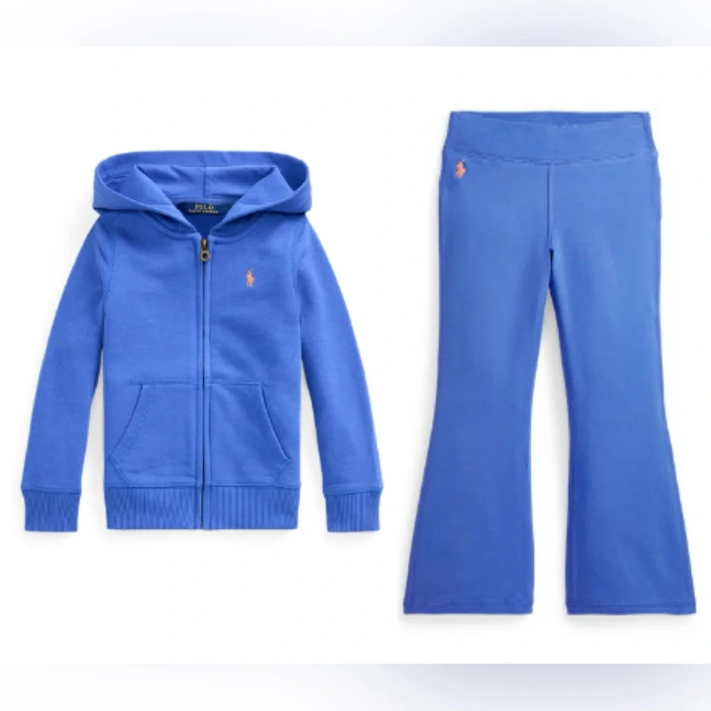 Ralph Lauren Girls Blue Hoodie & Flare Leggings Set | New w/ Tags + Gift Box